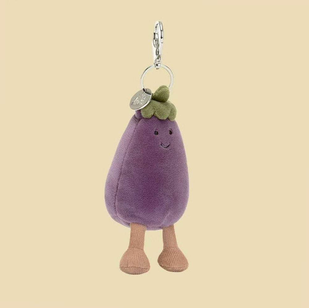 Vivacious Vegetable Aubergine Bag Charm — front view