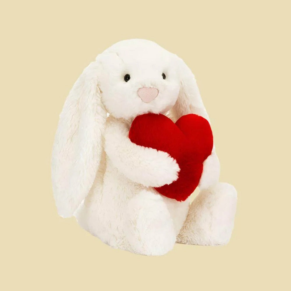 Bashful Red Love Heart Bunny — front view