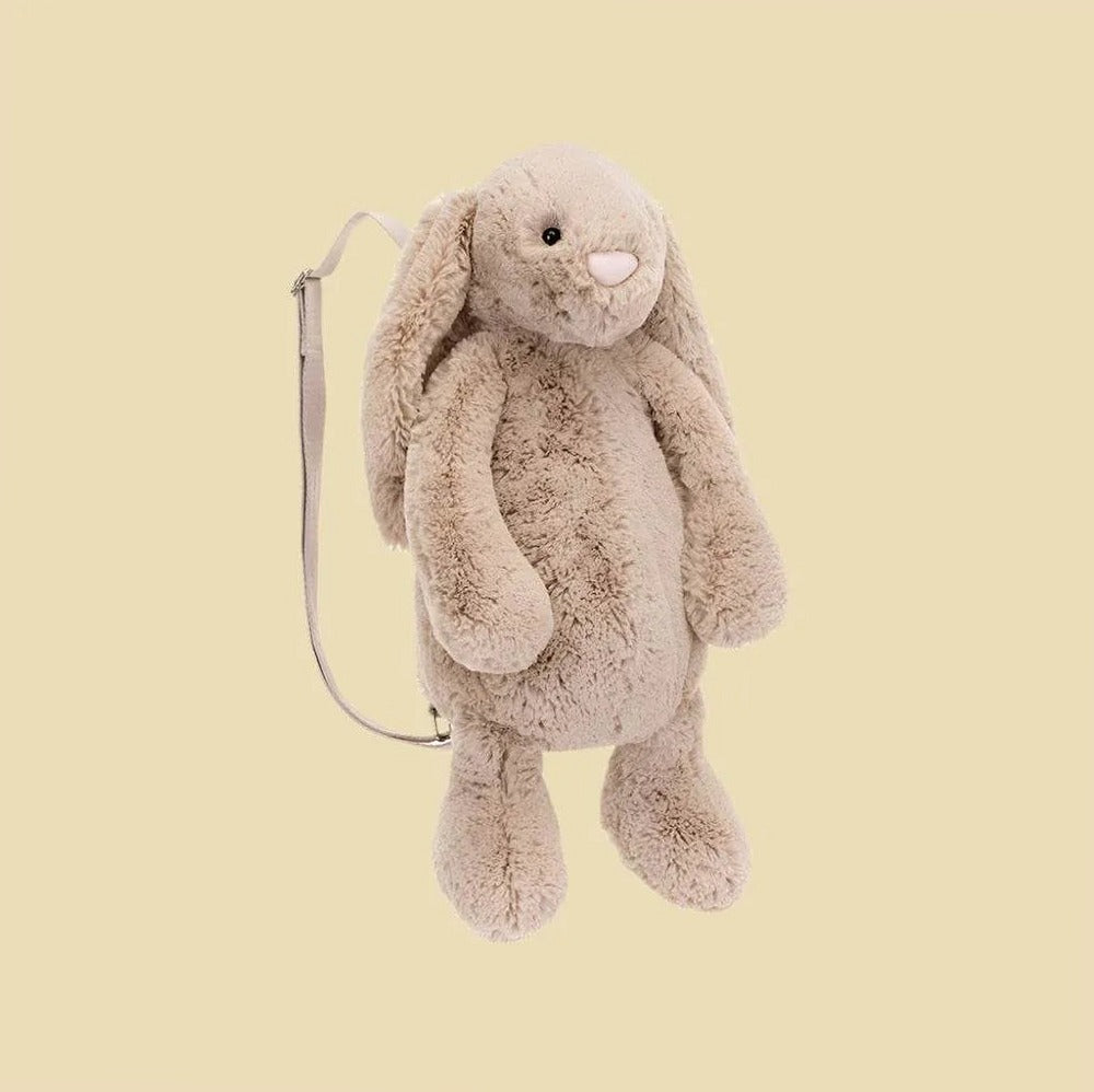 Bashful Beige Bunny Backpack — front view